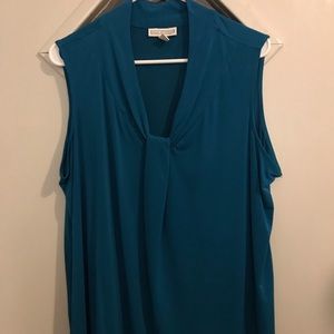 Dana Buchanan dark teal colored sleeveless shell